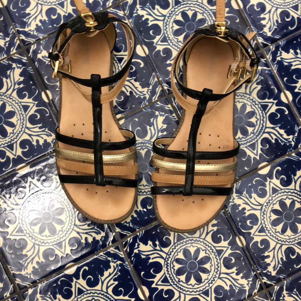 Brown black  and silver sandals